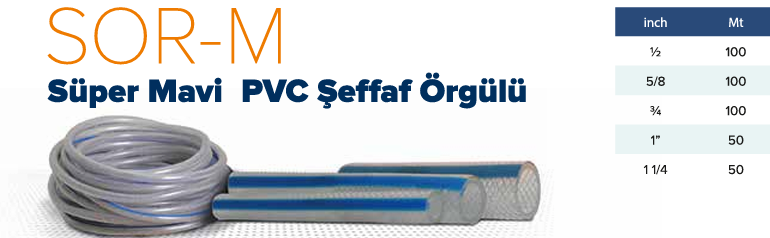 SÜPER ÖRGÜLÜ SEFFAF SU HORTUMU 1/2-15 MT.15 MT *TOP