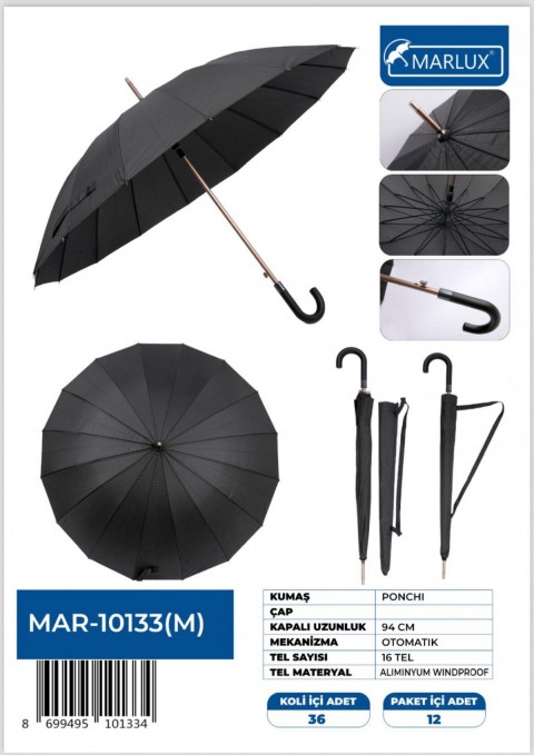 1. SINIF KALİTE ERKEK BASTON RÜZGAR KORUMALI FİBER 16 TEL BRONZ GÖVDE LÜX *36