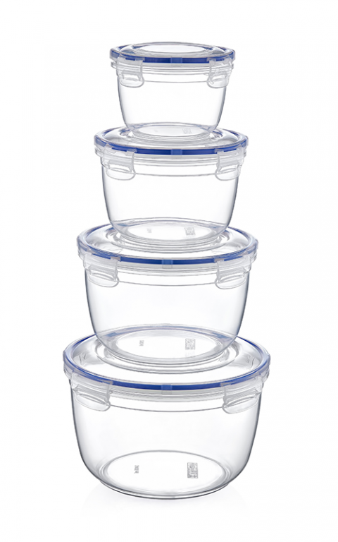 4lü Contalı Yuvarlak Saklama Set(625,1200,2100,3400 ml) *12