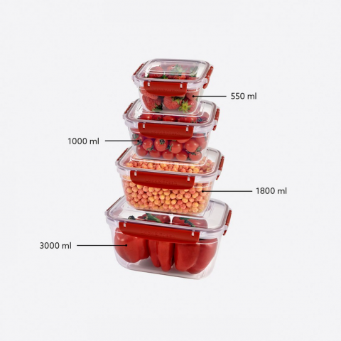 4lü Master Dikdörtgen Set(550,1000,1800,3000 ml) *12