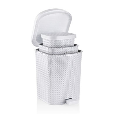 ÖRGÜ DESENLİ PEDALLI ÇÖP KOVASI (3LÜ SET) *4