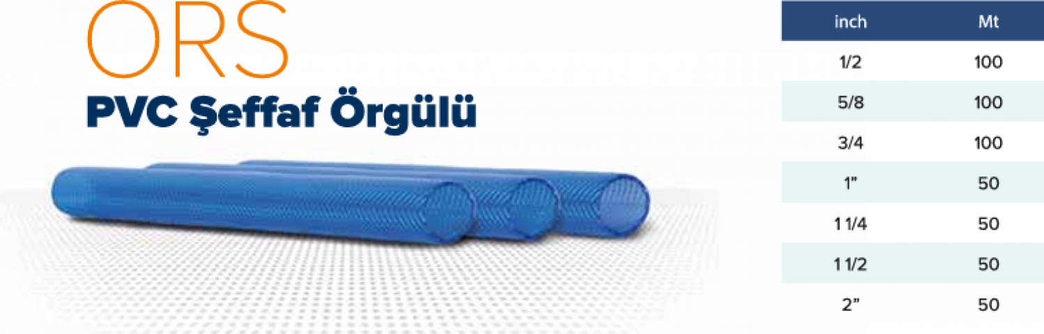 ÖRGÜLÜ SEFFAF SU HORTUMU 3/4100 MT