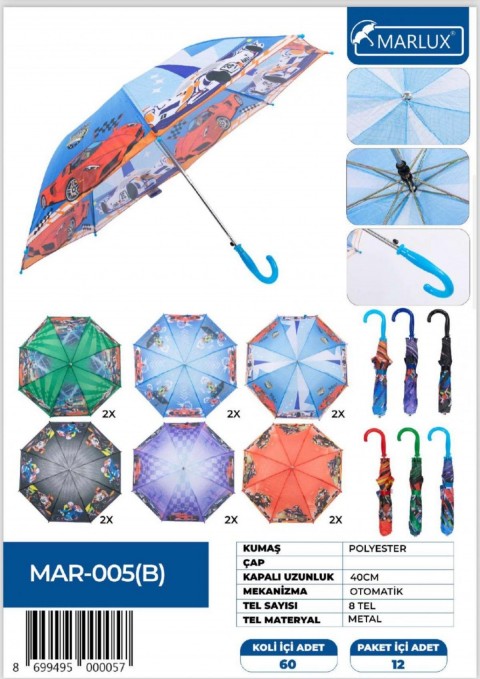 ŞERİ TİP KISA ÇOCUK ŞEMSİYESİ 8 TEL *60