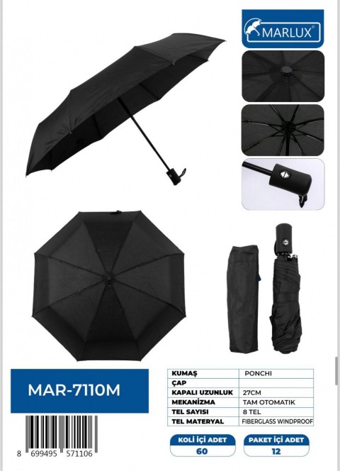 TAM OTOMATİK RÜZGAR KORUMALI PONÇİ KUMAŞ 8 TEL *60