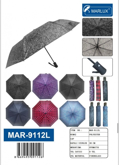 YARIM OTOMATİK POLYESTER KUMAŞ RÜZGAR KORUMALI 8 TEL *60